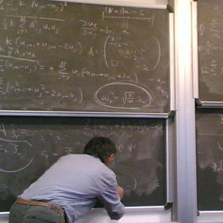 prof. Destri teaching quantum mechanics